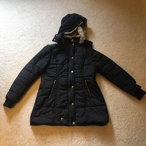 BRAND NEW Black Faux Fur Lined Winter Coat